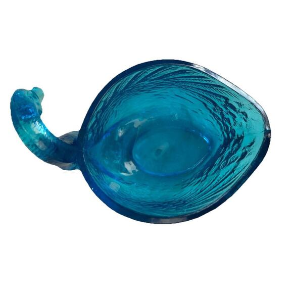 Vintage Swan L E Smith Glass Turquoise Blue Trinket Dish Nautical Beach Decor - Picture 7 of 16
